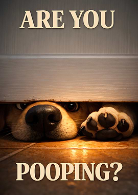 Are You PooPing? Dog Peeking Under Door Funny