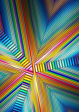 Rainbow Steps - Abstract Geometric Fractal Pattern