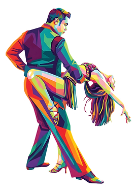 Couple dancing in pop art style