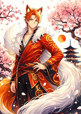 Anime Fox Boy in Kimono