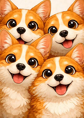 Group of Adorable Corgis 4 cut