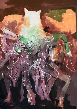 Abstract figures with a fox-like head