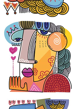 Abstract Cubist Portrait with Vibrant Colors