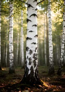 Birch Trees in Forest