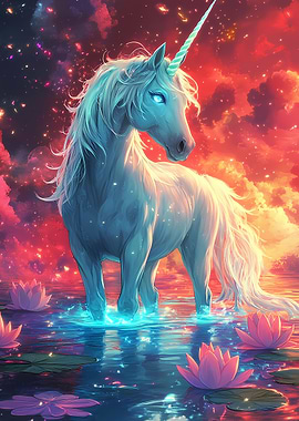 Magical Unicorn in a Cosmic Pond