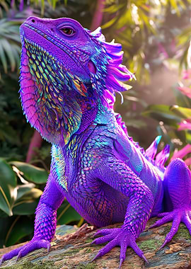 Vibrant Purple Lizard in Nature