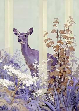 Deer in a Purple Garden