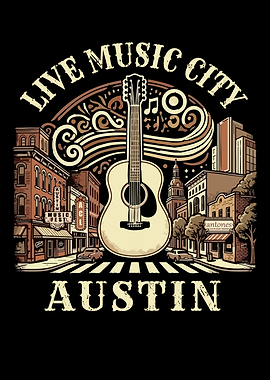 Live Music City Austin Souvenir Texas Vintage Austin