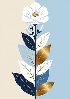 Elegant Floral Illustration with Gold Accents
