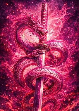 Dragon Wrapped Around a Katana