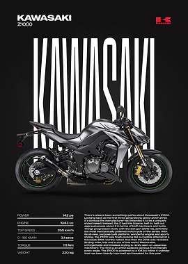 Kawasaki Z1000 Motorcycle Poster