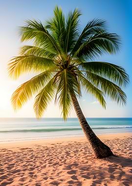 Tropical beach with palm tree