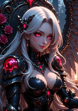 Gothic Angel Warrior with Red Eyes