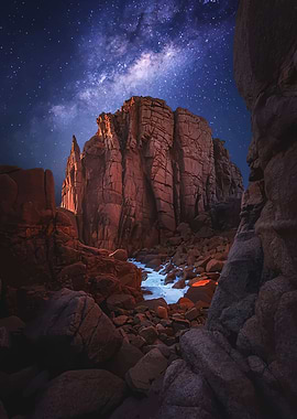 Milky Way over Rocky Coastline