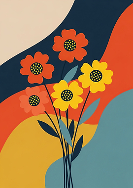 Abstract Floral Art with Bold Colors