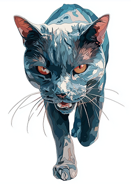 Aggressive Black Cat Portrait