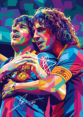 Lionel Messi and Carles Puyol Pop Art