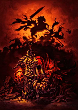 Dark Warrior with Fiery Horse