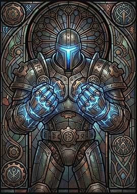 Steampunk Knight with Blue Energy