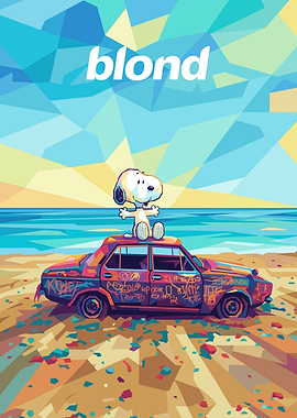 Snoopy on a graffiti car at the beach