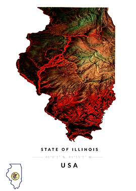 Illinois Topographic Map Art