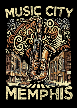 Memphis Music City Saxophone Street Scene