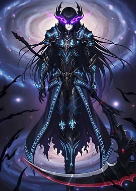 Dark Warrior with Scythe in Space