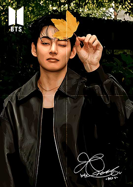 BTS V with Autumn Leaf