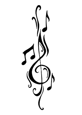 Musical Notes and Treble Clef Tattoo Design
