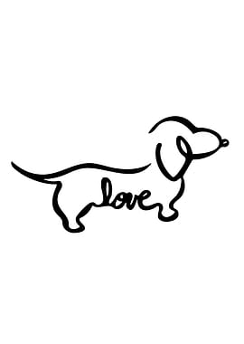 Dachshund Love Line Art