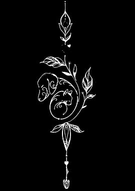 White Floral Tattoo Design with Animals