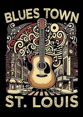 Blues Town St. Louis Music Guitar Souvenir