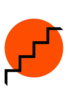 Orange Circle with Black Stairs