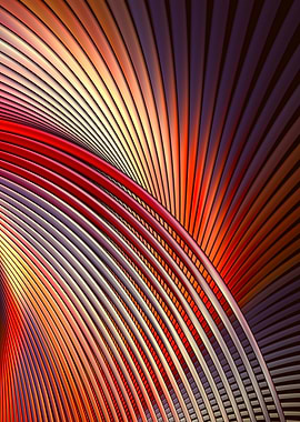 Ember Arc - Abstract Curved Lines Fractal Art