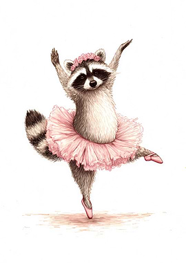 Ballerina Raccoon in Pink Tutu