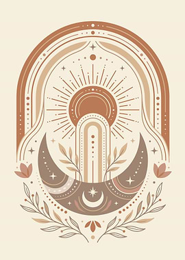 Boho Celestial Arch with Sun and Moon