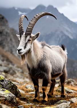 Alpine Ibex in Mountains