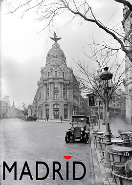Vintage Madrid Street Scene
