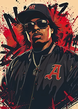 Eazy-E Portrait with Red Splatter