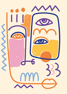 Abstract Face with Bold Colors