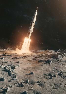 Rocket Launch from Moon Surface