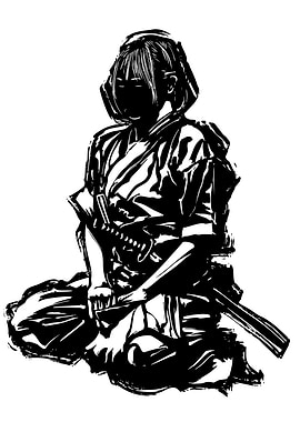 Samurai Woman Meditating with Sword