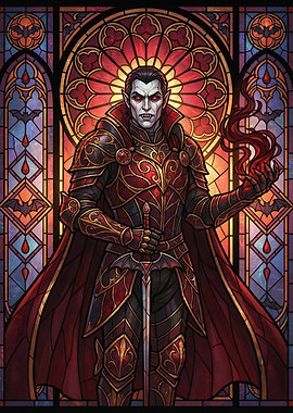 Vampire Lord in Stained Glass Style