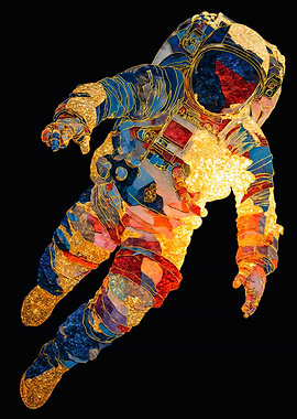 Astronaut Floating Mineral Gold Collage