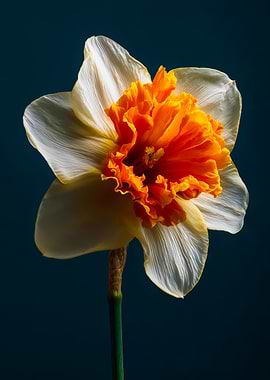 White and orange daffodil flower