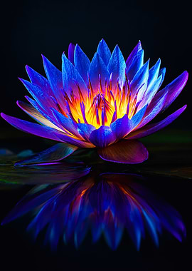 Blue lotus flower with reflection