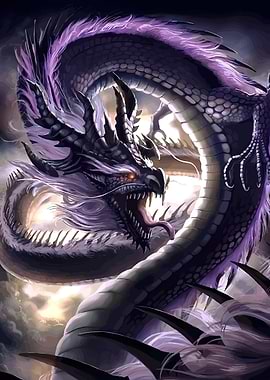 Fierce Eastern Dragon with Purple Mane
