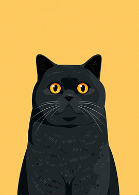 Black Cat with Orange Eyes