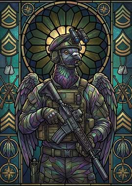 Stained Glass Military Pigeon