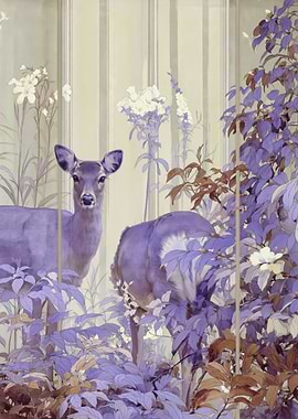 Deer in a Floral Garden